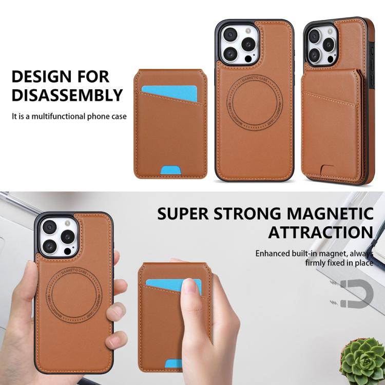 For iPhone 12 Pro Max Skin Feel Detachable Card Bag Magsafe Phone Case
