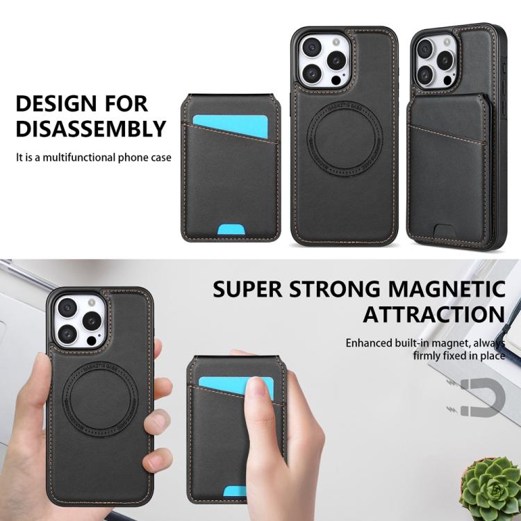 For iPhone 11 Pro Skin Feel Detachable Card Bag Magsafe Phone Case