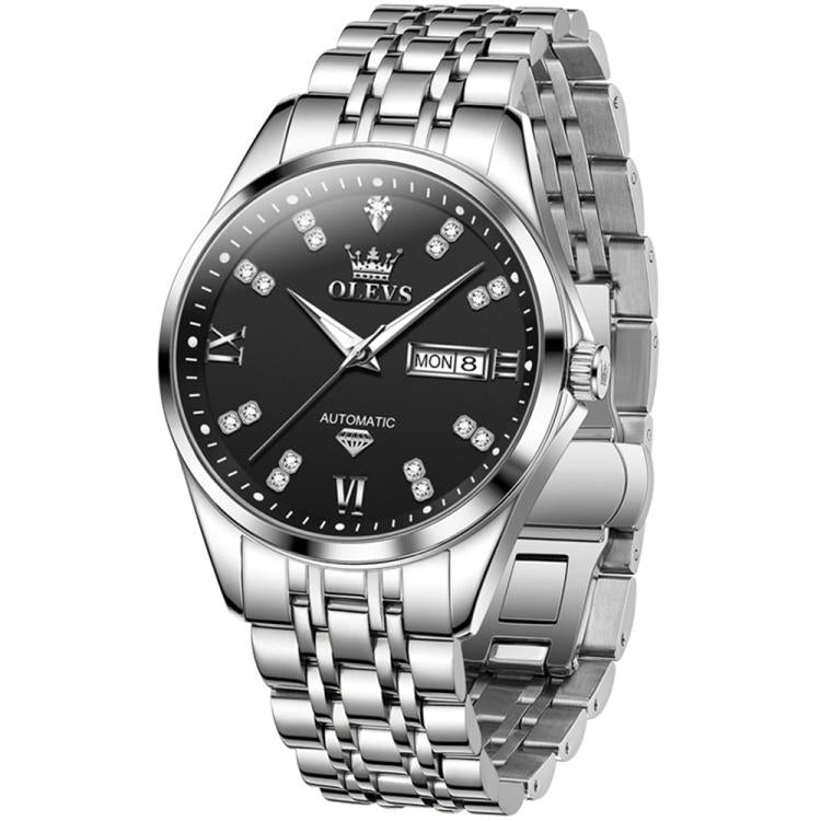 OLEVS 9801 Men Diamond Waterproof Dual Calendar Mechanical Watch