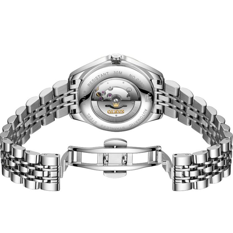 OLEVS 9801 Men Diamond Waterproof Dual Calendar Mechanical Watch