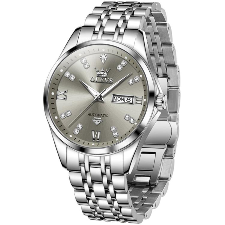 OLEVS 9801 Men Diamond Waterproof Dual Calendar Mechanical Watch