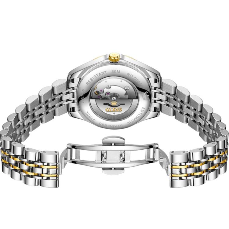 OLEVS 9801 Men Diamond Waterproof Dual Calendar Mechanical Watch