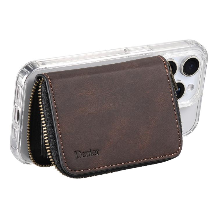 Denior V17 Skin Feel MagSafe RFID Zipper Wallet Card Bag Case