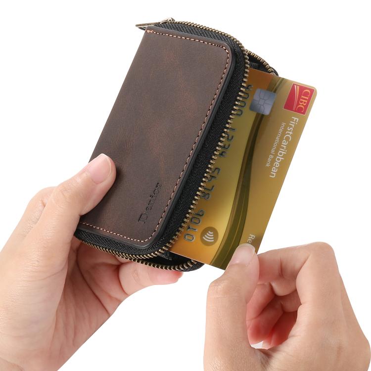 Denior V17 Skin Feel MagSafe RFID Zipper Wallet Card Bag Case