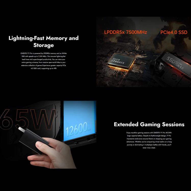 ONE-NETBOOK OneXPlayer F1 Pro 7 inch Handheld Game Console, 64GB+4TB, Windows 11 AMD Ryzen AI 9 HX 370 CPU