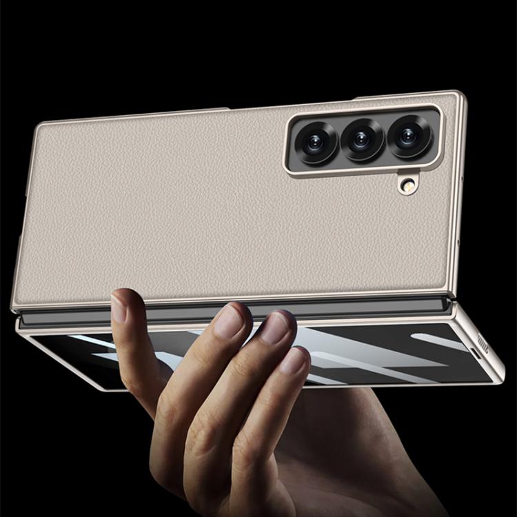 For Samsung Galaxy Z Fold6 Slim GKK Integrated Metal Paint Skin Feel Leather Full Coverage Phone Case