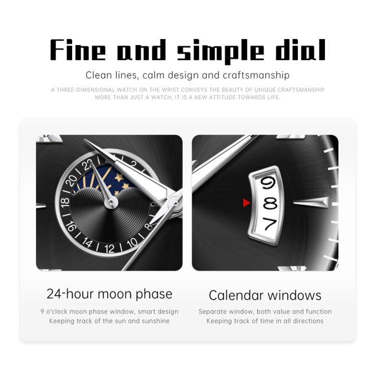 OLEVS 7040 Men Sun Moon Star Luminous Waterproof Mechanical Watch