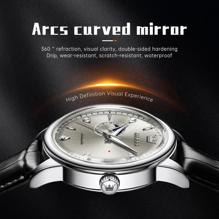 OLEVS 7040 Men Sun Moon Star Luminous Waterproof Mechanical Watch