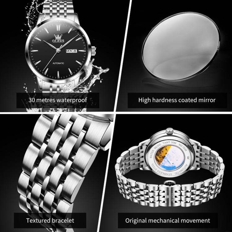 OLEVS 7048 Men Diamond Dual Calendar Mechanical Watch