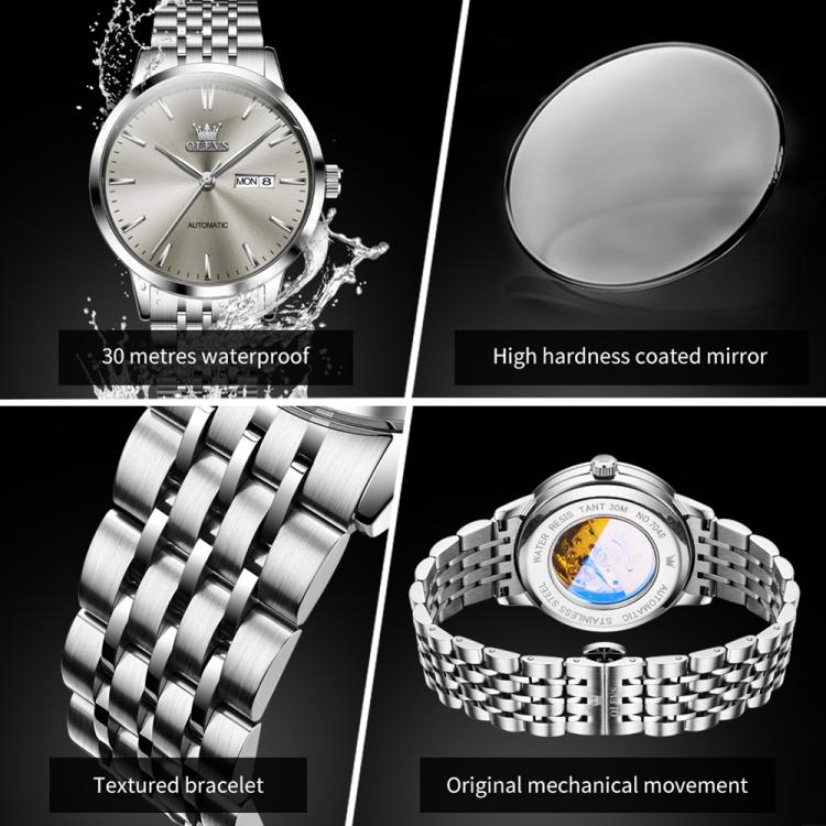 OLEVS 7048 Men Diamond Dual Calendar Mechanical Watch