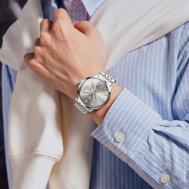 OLEVS 7048 Men Diamond Dual Calendar Mechanical Watch