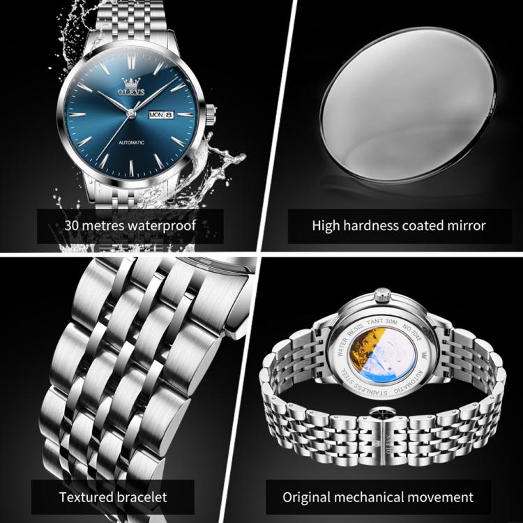 OLEVS 7048 Men Diamond Dual Calendar Mechanical Watch