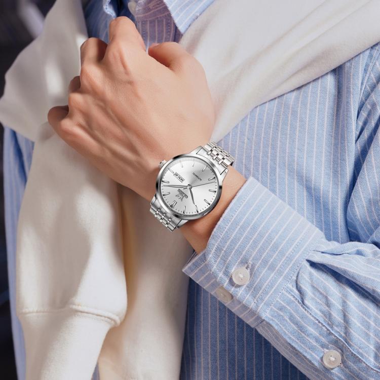 OLEVS 7048 Men Diamond Dual Calendar Mechanical Watch