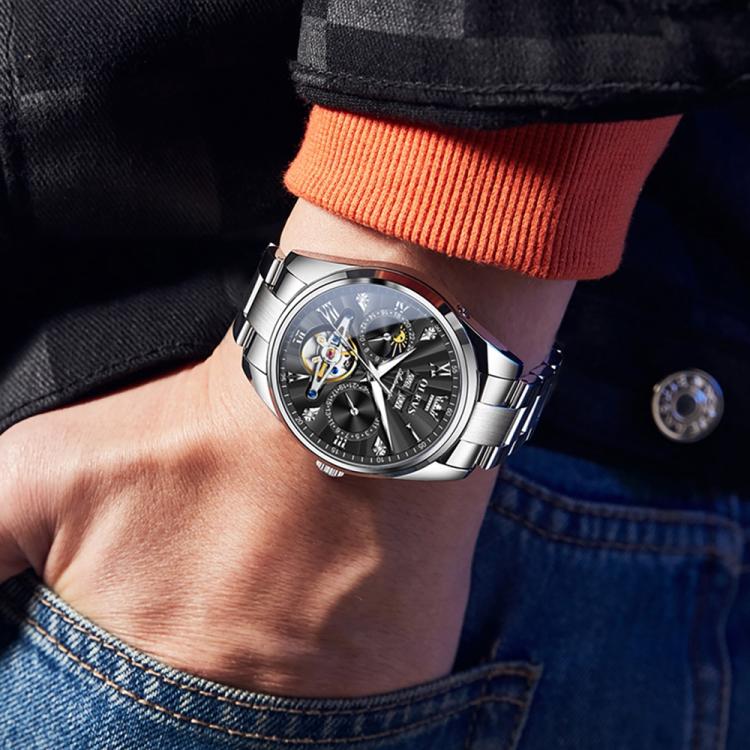 OLEVS 7028 Men Multifunctional Luminous Waterproof Mechanical Watch