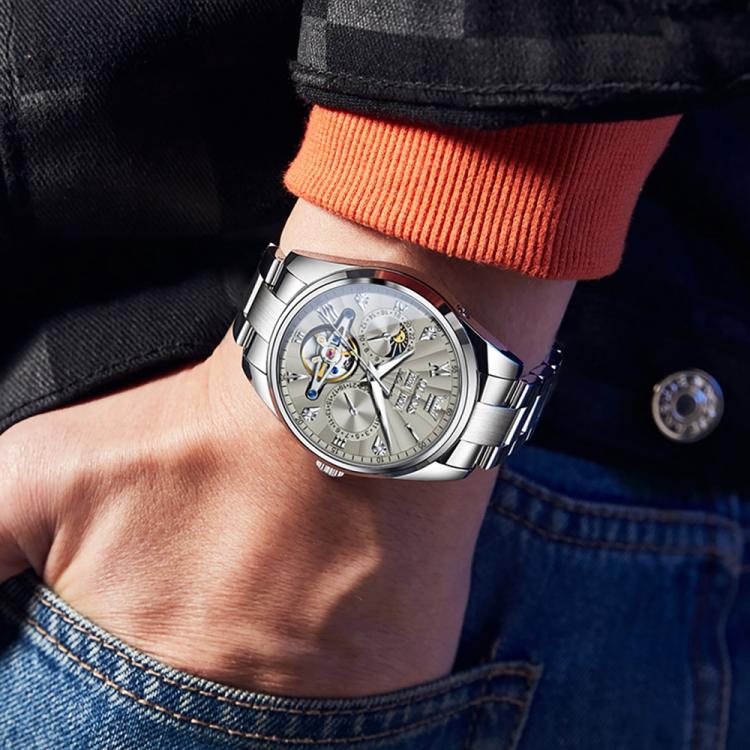 OLEVS 7028 Men Multifunctional Luminous Waterproof Mechanical Watch