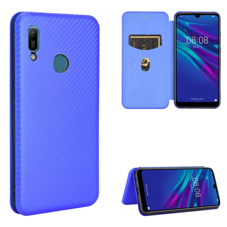 For Huawei Y6 (2019) / Honor Y6s Carbon Fiber Texture Horizontal Flip TPU + PC + PU Leather Case with Card Slot