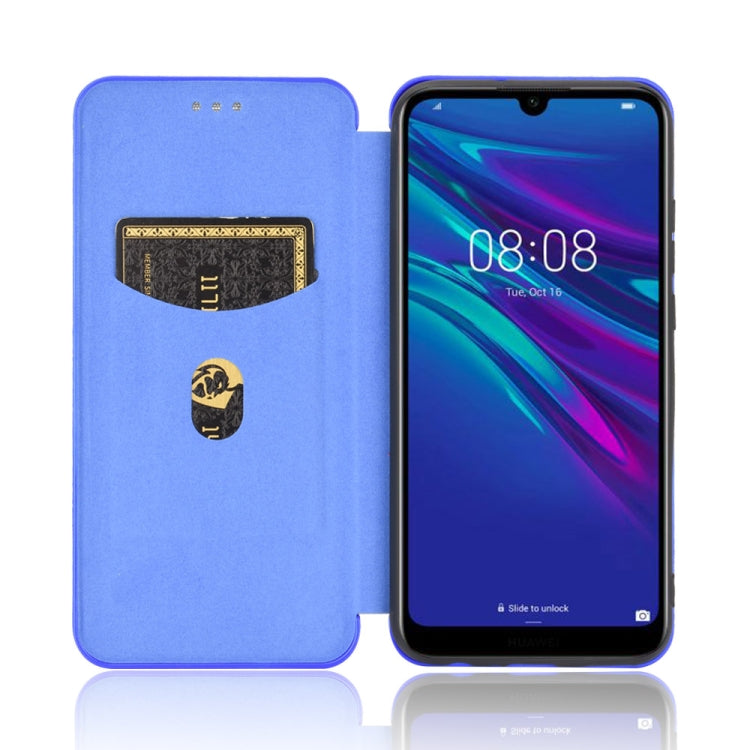 For Huawei Y6 (2019) / Honor Y6s Carbon Fiber Texture Horizontal Flip TPU + PC + PU Leather Case with Card Slot