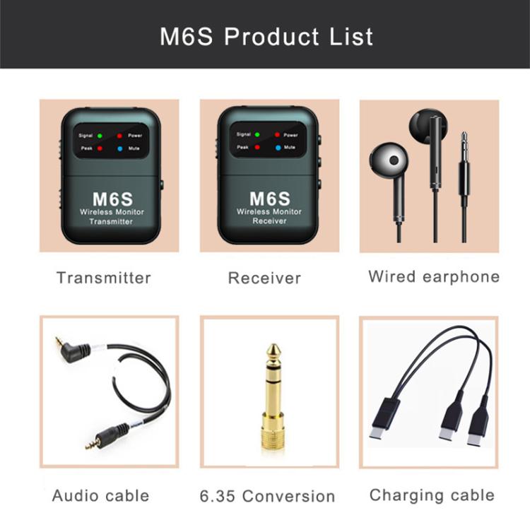 M6S Stereo Wireless In-Ear Monitor System 2.4G Transmitter & Receiver - Black