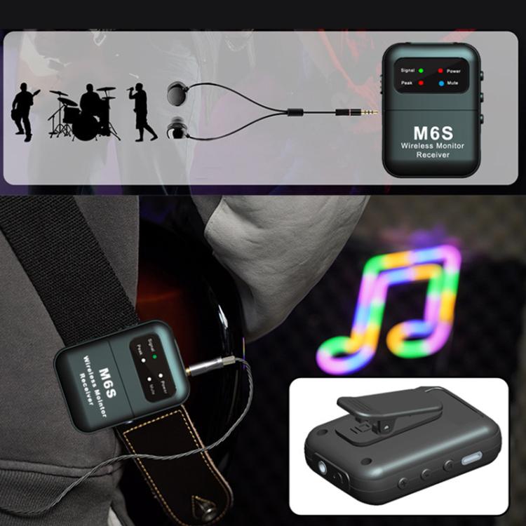 M6S Stereo Wireless In-Ear Monitor System 2.4G Transmitter & Receiver - Black