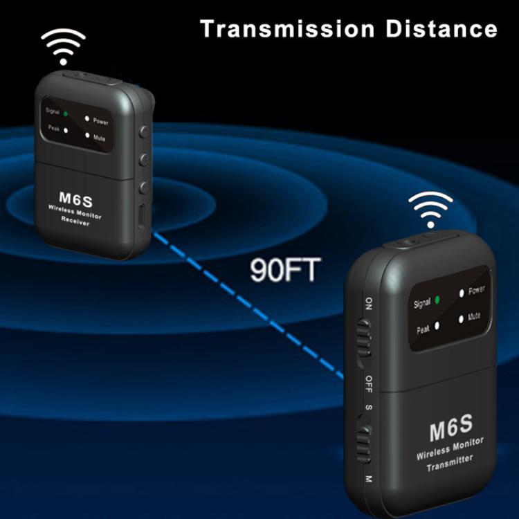 M6S Stereo Wireless In-Ear Monitor System 2.4G Transmitter & Receiver - Black