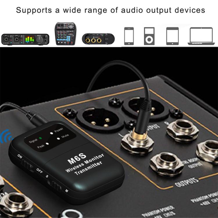 M6S Stereo Wireless In-Ear Monitor System 2.4G Transmitter & Receiver - Black