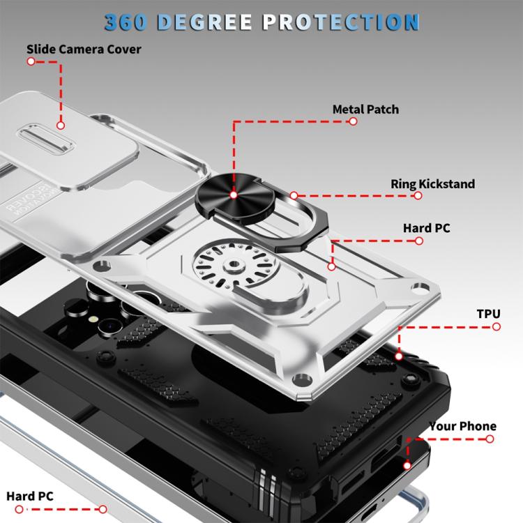 For Samsung Galaxy S25 Ultra 5G Sliding Camshield TPU Hybrid PC Phone Case with Holder