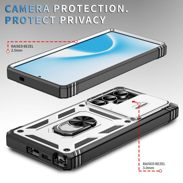 For Samsung Galaxy S25 Ultra 5G Sliding Camshield TPU Hybrid PC Phone Case with Holder