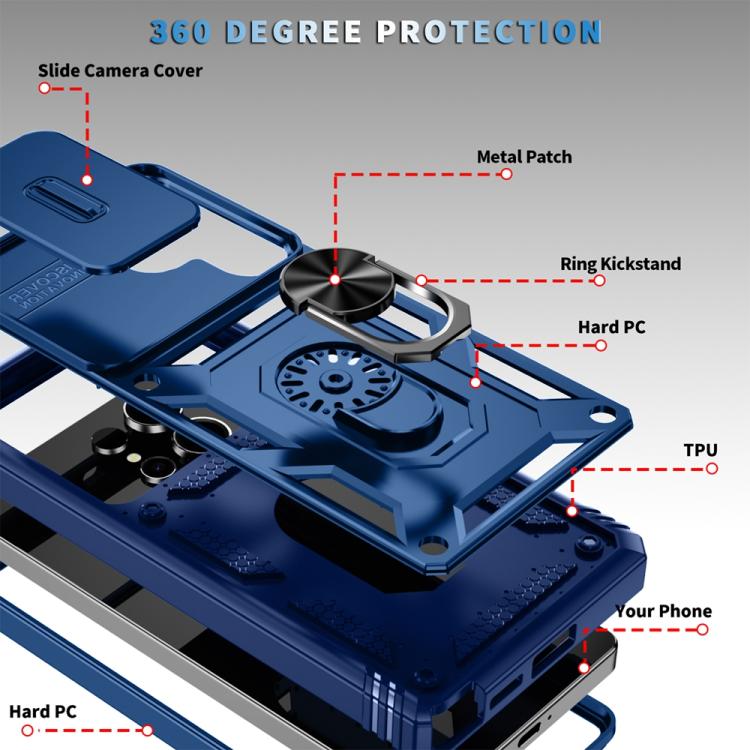 For Samsung Galaxy S25 Ultra 5G Sliding Camshield TPU Hybrid PC Phone Case with Holder
