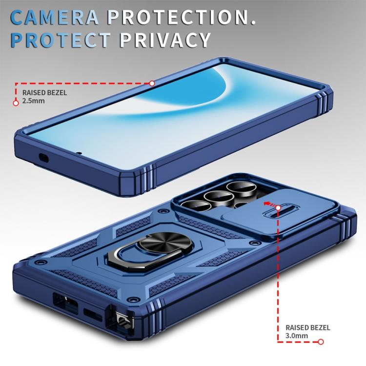 For Samsung Galaxy S25 Ultra 5G Sliding Camshield TPU Hybrid PC Phone Case with Holder