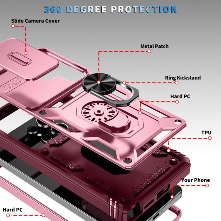For Samsung Galaxy S25 Ultra 5G Sliding Camshield TPU Hybrid PC Phone Case with Holder