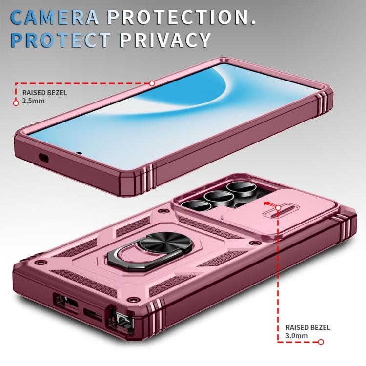 For Samsung Galaxy S25 Ultra 5G Sliding Camshield TPU Hybrid PC Phone Case with Holder