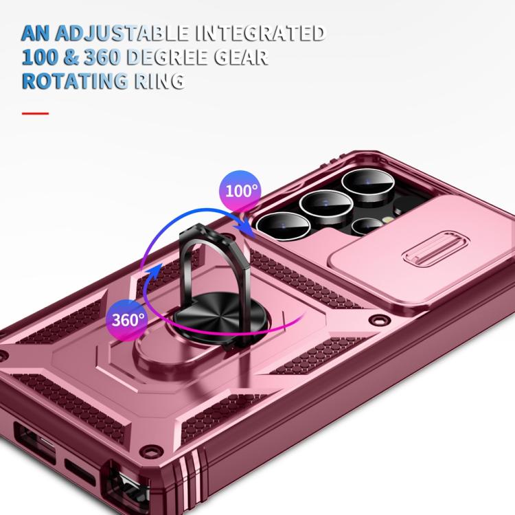 For Samsung Galaxy S25 Ultra 5G Sliding Camshield TPU Hybrid PC Phone Case with Holder