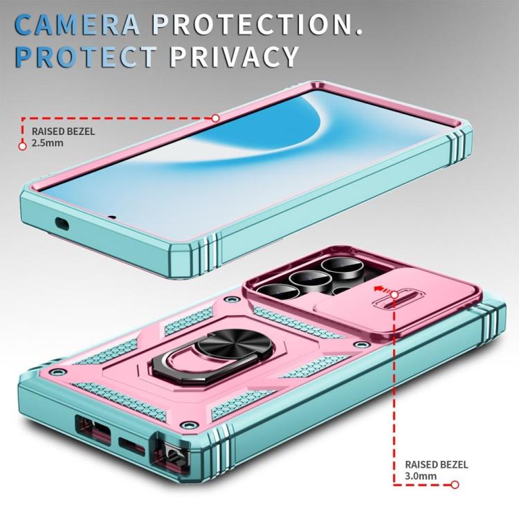 For Samsung Galaxy S25 Ultra 5G Sliding Camshield TPU Hybrid PC Phone Case with Holder