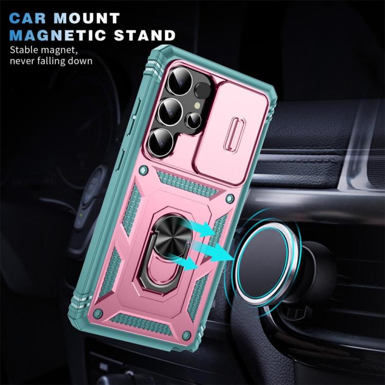 For Samsung Galaxy S25 Ultra 5G Sliding Camshield TPU Hybrid PC Phone Case with Holder