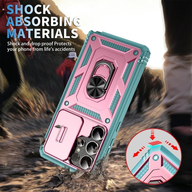 For Samsung Galaxy S25 Ultra 5G Sliding Camshield TPU Hybrid PC Phone Case with Holder