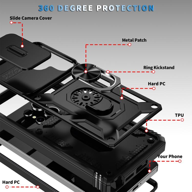 For Samsung Galaxy S25 Ultra 5G Sliding Camshield TPU Hybrid PC Phone Case with Holder