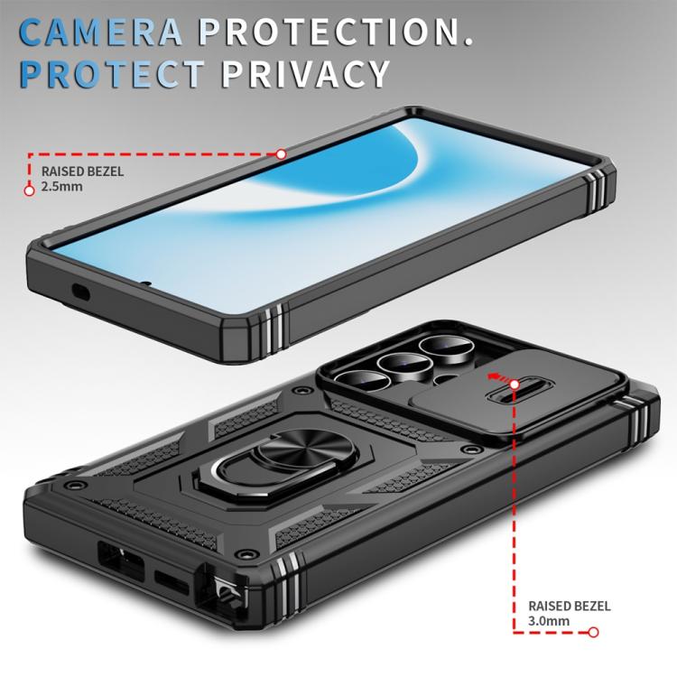 For Samsung Galaxy S25 Ultra 5G Sliding Camshield TPU Hybrid PC Phone Case with Holder