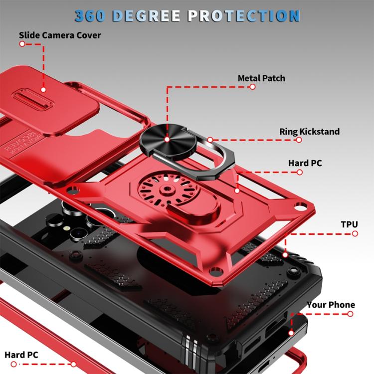 For Samsung Galaxy S25 Ultra 5G Sliding Camshield TPU Hybrid PC Phone Case with Holder