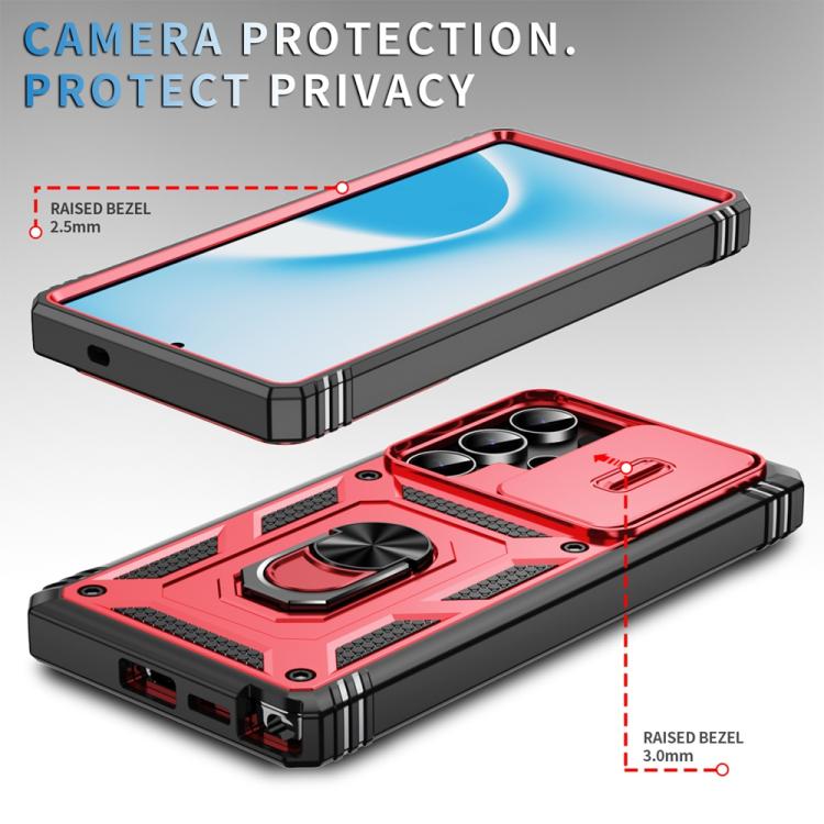 For Samsung Galaxy S25 Ultra 5G Sliding Camshield TPU Hybrid PC Phone Case with Holder
