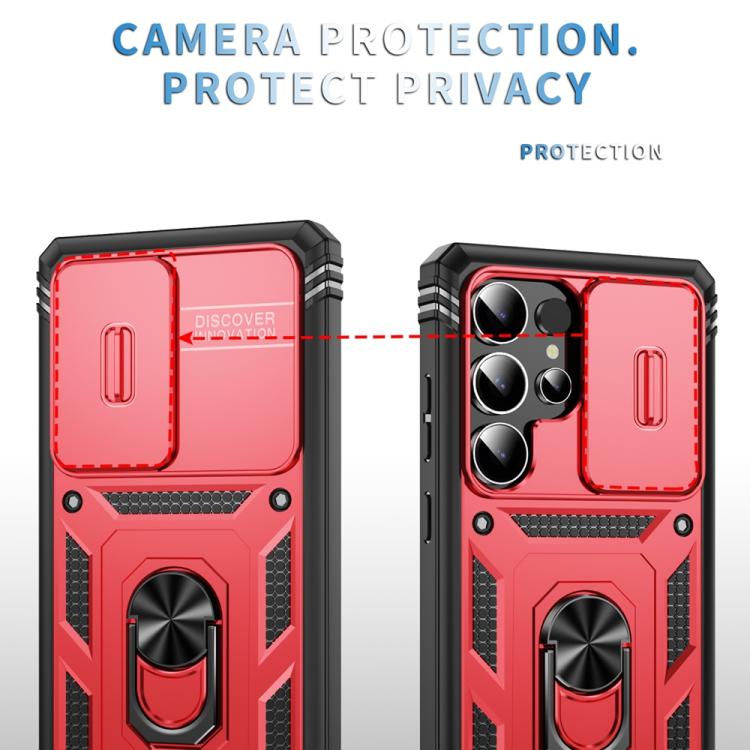 For Samsung Galaxy S25 Ultra 5G Sliding Camshield TPU Hybrid PC Phone Case with Holder