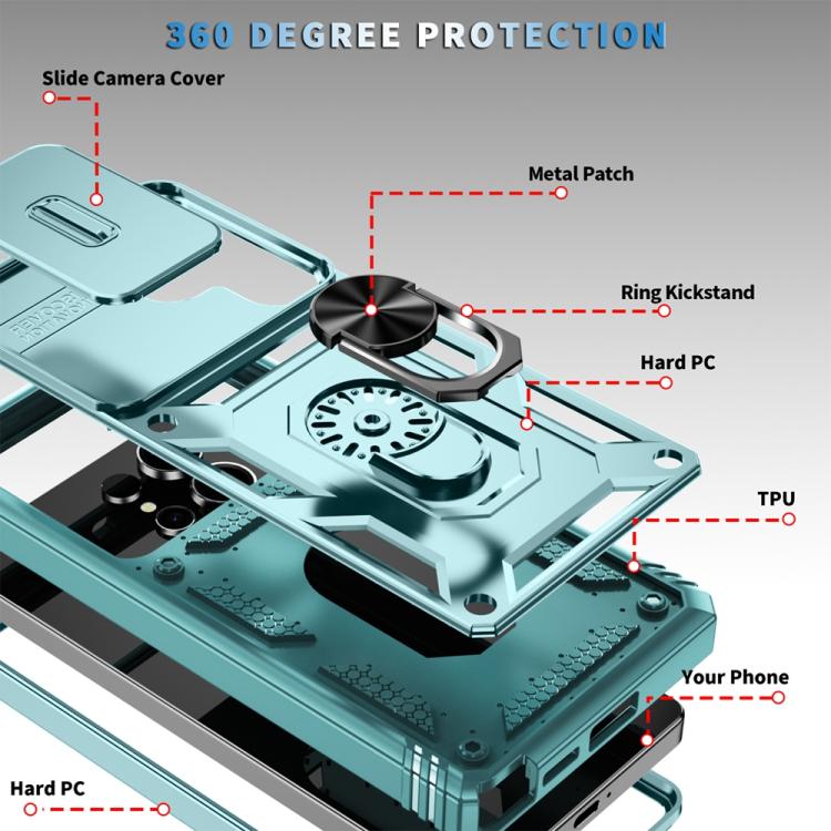 For Samsung Galaxy S25 Ultra 5G Sliding Camshield TPU Hybrid PC Phone Case with Holder