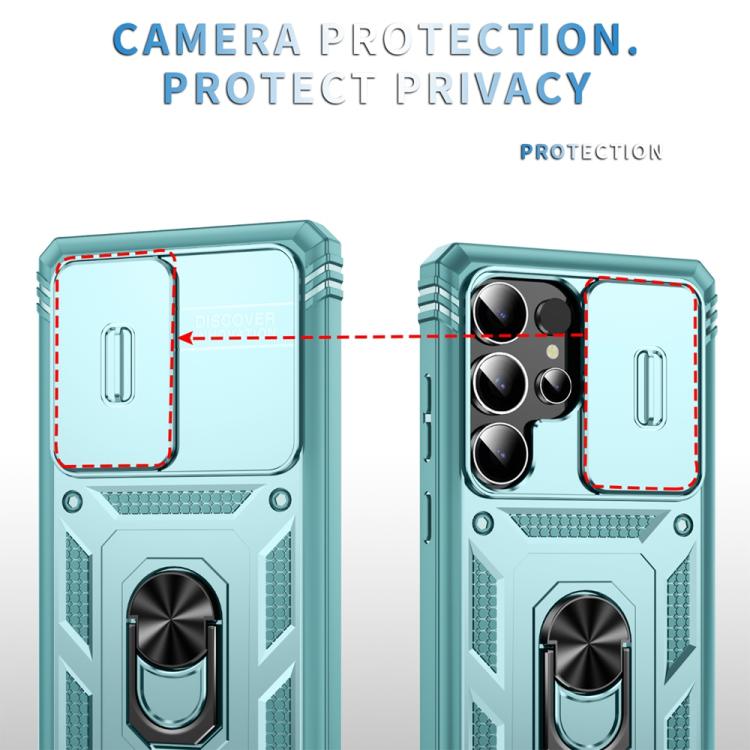 For Samsung Galaxy S25 Ultra 5G Sliding Camshield TPU Hybrid PC Phone Case with Holder
