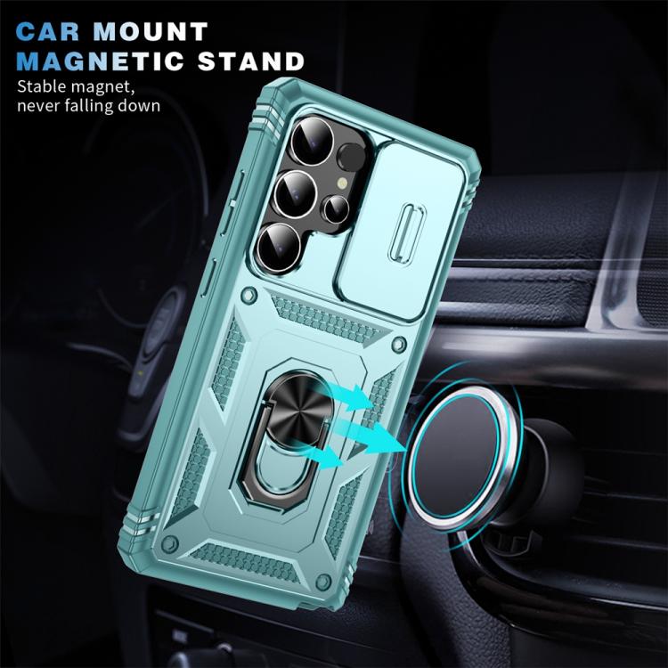 For Samsung Galaxy S25 Ultra 5G Sliding Camshield TPU Hybrid PC Phone Case with Holder