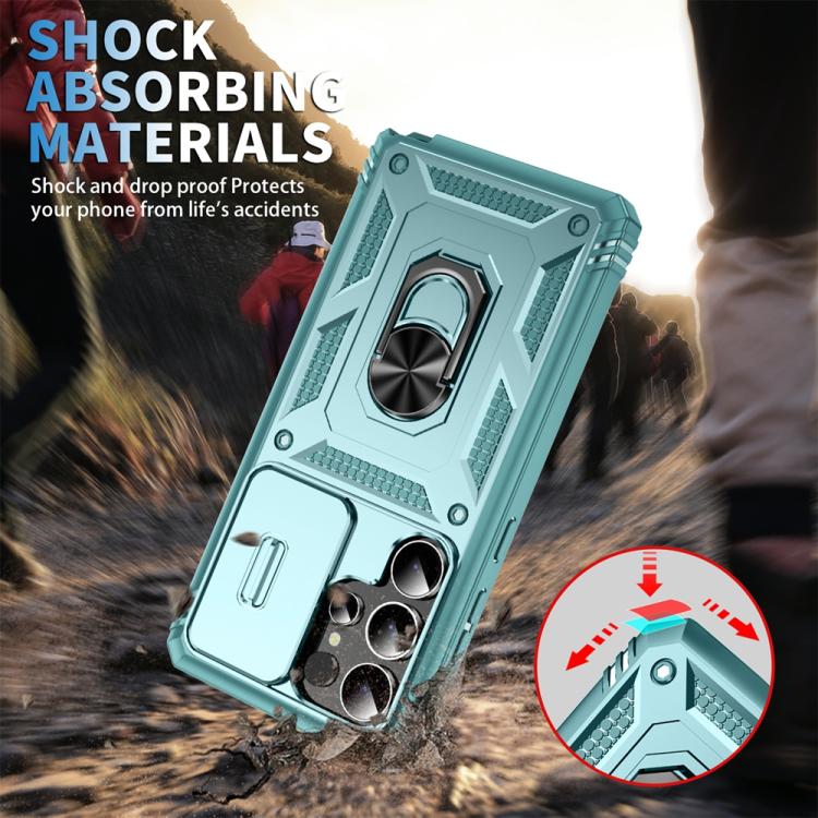 For Samsung Galaxy S25 Ultra 5G Sliding Camshield TPU Hybrid PC Phone Case with Holder