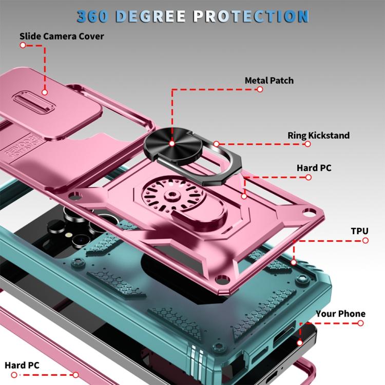 For Samsung Galaxy S25 Ultra 5G Sliding Camshield TPU Hybrid PC Phone Case with Holder