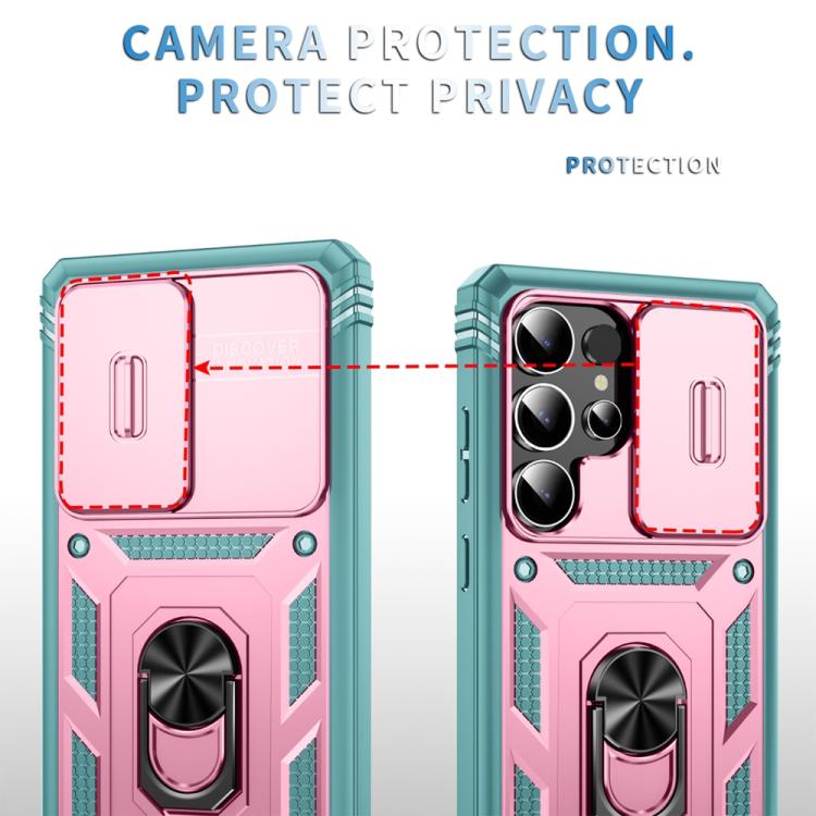 For Samsung Galaxy S25 Ultra 5G Sliding Camshield TPU Hybrid PC Phone Case with Holder