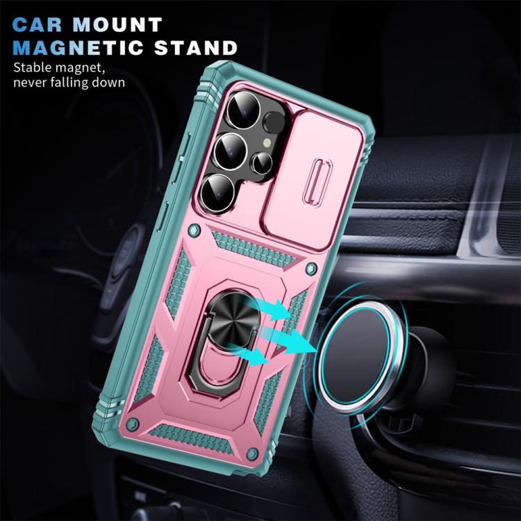 For Samsung Galaxy S25 Ultra 5G Sliding Camshield TPU Hybrid PC Phone Case with Holder