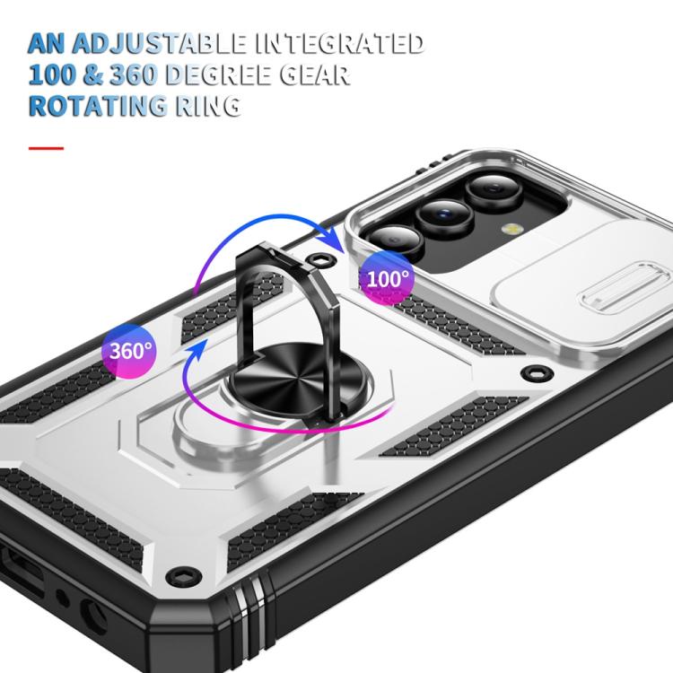 For Samsung Galaxy S25+ 5G Sliding Camshield TPU Hybrid PC Phone Case with Holder