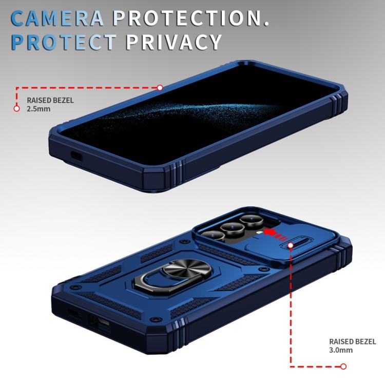 For Samsung Galaxy S25+ 5G Sliding Camshield TPU Hybrid PC Phone Case with Holder
