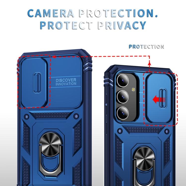 For Samsung Galaxy S25+ 5G Sliding Camshield TPU Hybrid PC Phone Case with Holder